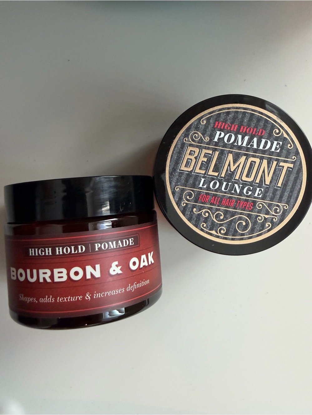 (2) Belmont Lounge Bourbon & Oak Men’s High Hold Hair Pomade for Styling